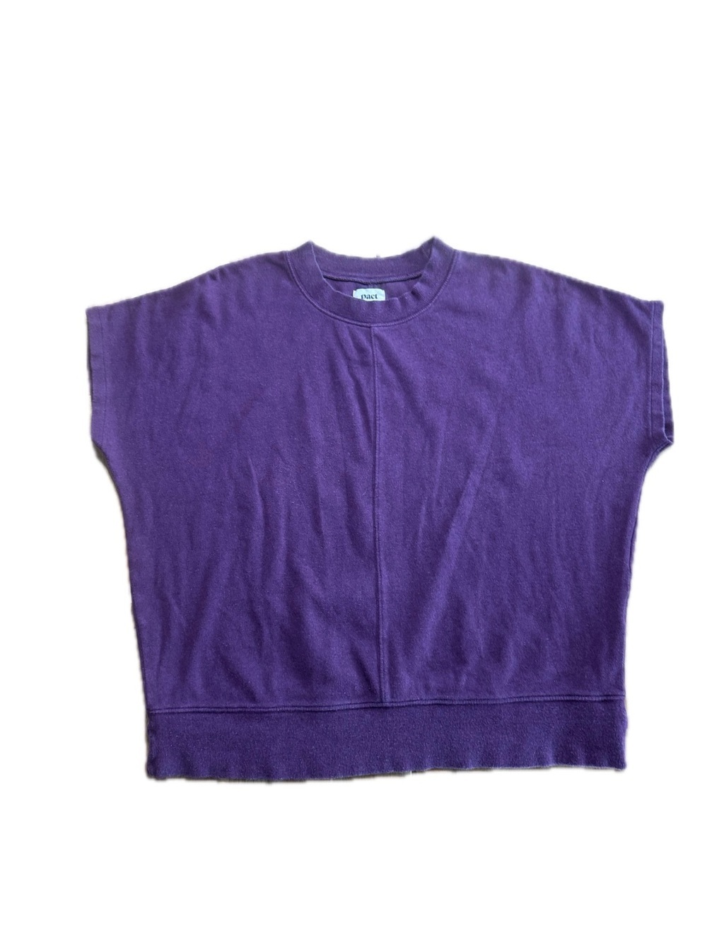 Pact Purple Crewneck Short Sleeve Sweatshirt Size Large